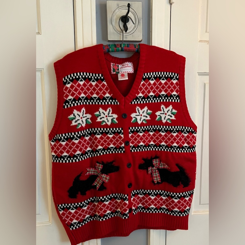 Christmas Holiday Scottie Dog Women's Sweater Vest